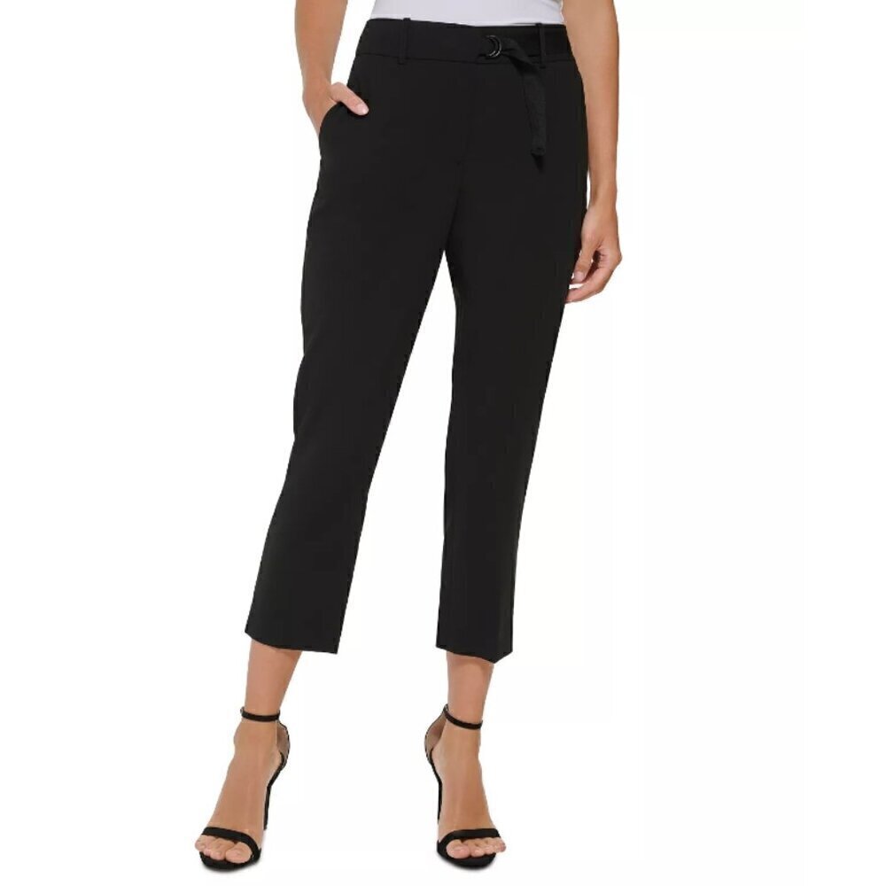 DKNY Women's Black Tab-Waist D-Ring Ankle Dress Pants NWT
